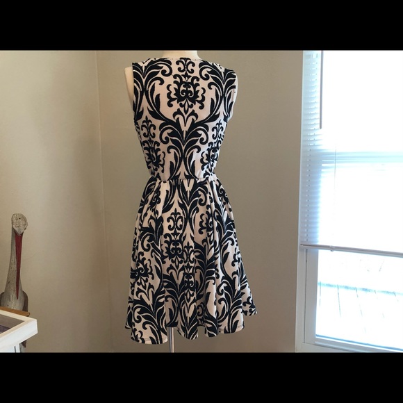 Blue Blush Dress. Size L. Black and White. Deep V - Picture 4 of 10